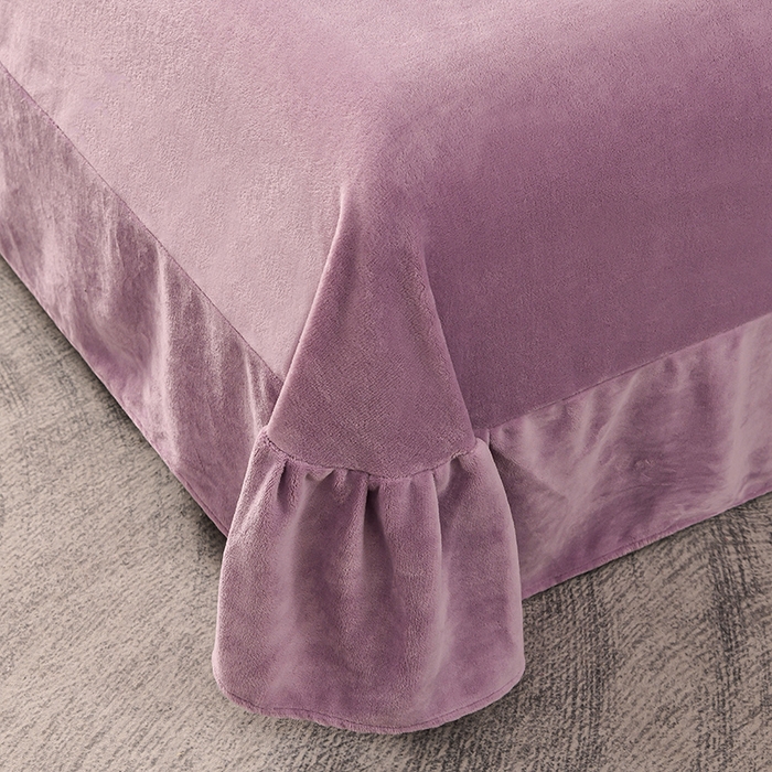 91家纺网 家纺一手货源 找家纺 爱洛 2023新款纯色高克重兔毛绒四件套 香芋-紫