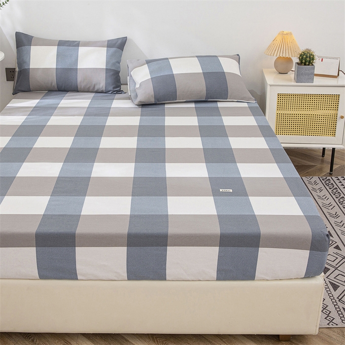 91家纺网 家纺一手货源 找家纺 棉乐町 2025新款老粗布床笠 蓝格