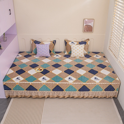 91家纺网 家纺一手货源 找家纺 （总）手艺人 2025新款牛奶绒炕盖榻榻米炕垫新款蕾丝边K279-K303