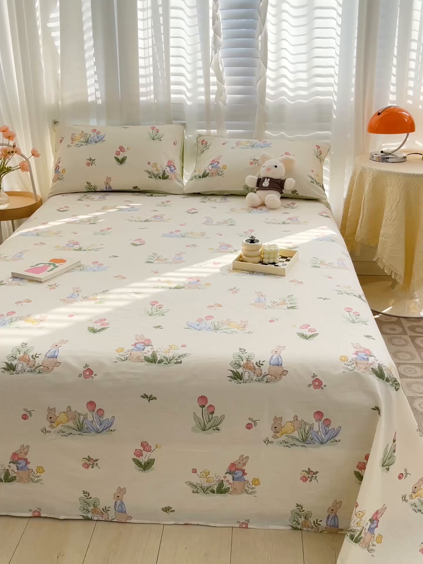 91家纺网 家纺一手货源 找家纺 名兮家居 2023新款全棉简约印花枕套 蘑菇小兔