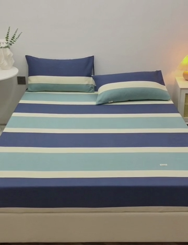 91家纺网 家纺一手货源 找家纺 首爱家纺 2025新款纯棉老粗布床笠 欢乐