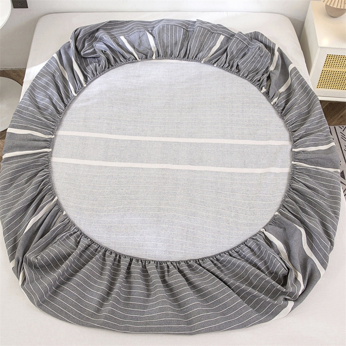 91家纺网 家纺一手货源 找家纺 棉乐町 2025新款老粗布床笠 冷灰