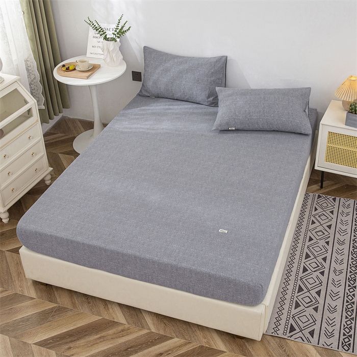 91家纺网 家纺一手货源 找家纺 棉乐町 2025新款老粗布床笠 浅灰