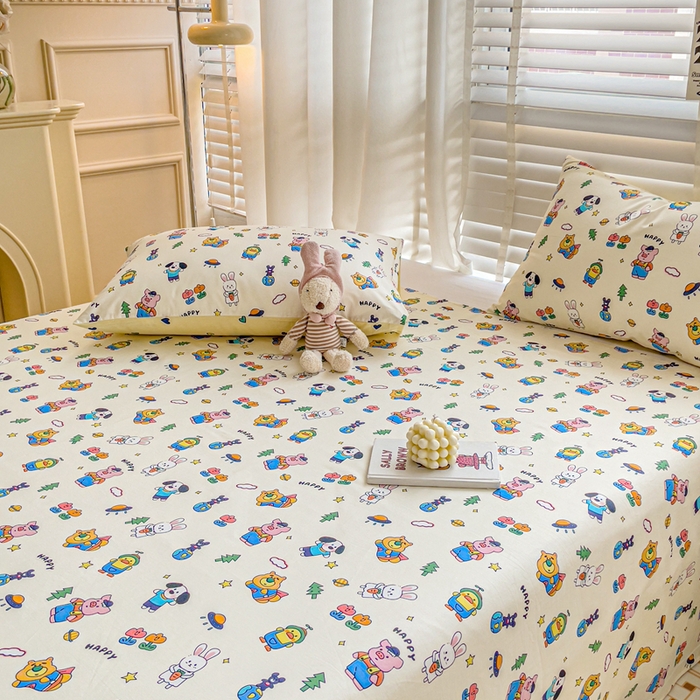 91家纺网 家纺一手货源 找家纺 名兮家居 2023新款全棉简约印花枕套 动物派对