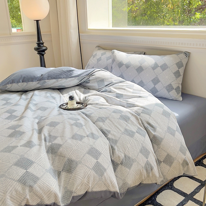 91家纺网 家纺一手货源 找家纺 田野 2023新款全棉加厚活性磨毛四件套 格律时尚