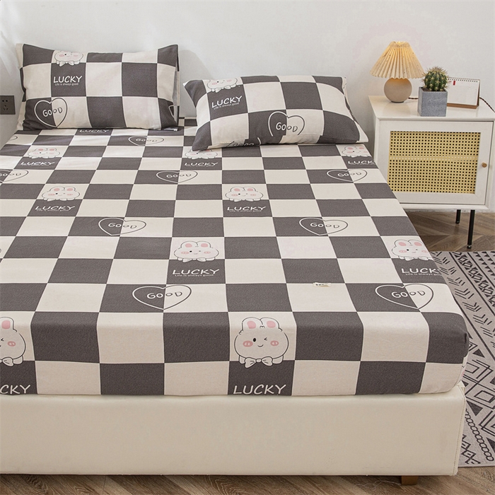 91家纺网 家纺一手货源 找家纺 棉乐町 2025新款老粗布床笠 lucky兔