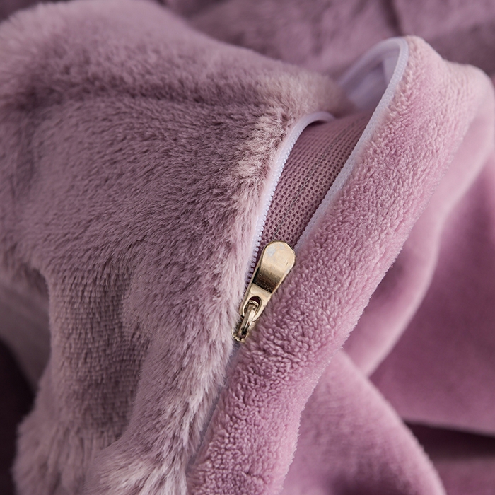 91家纺网 家纺一手货源 找家纺 爱洛 2023新款纯色高克重兔毛绒四件套 香芋-紫