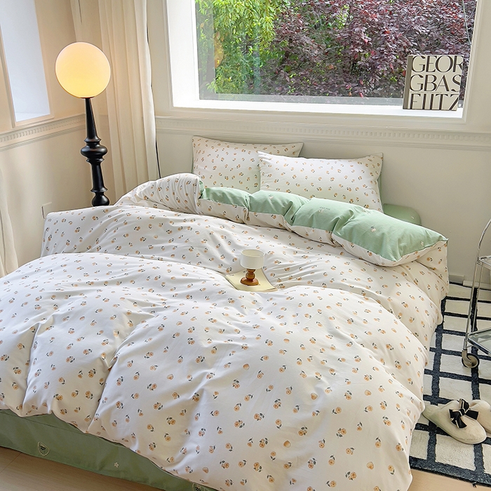 91家纺网 家纺一手货源 找家纺 田野 2023新款全棉加厚活性磨毛四件套 花蜜