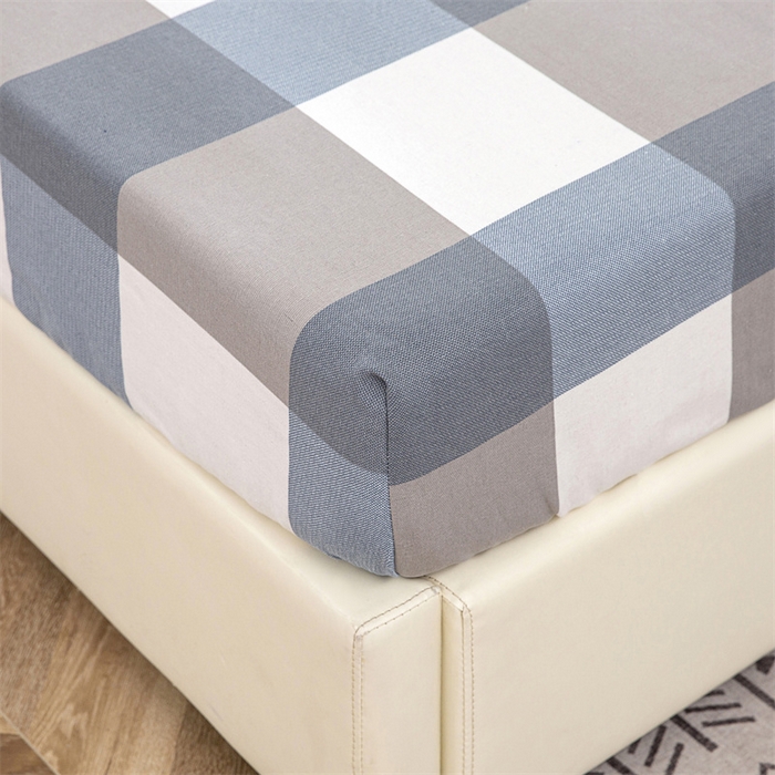 91家纺网 家纺一手货源 找家纺 棉乐町 2025新款老粗布床笠 蓝格