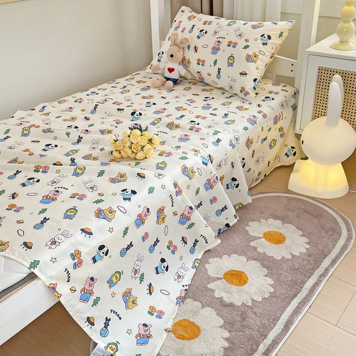 91家纺网 家纺一手货源 找家纺 名兮家居 2023新款全棉简约印花枕套 动物派对