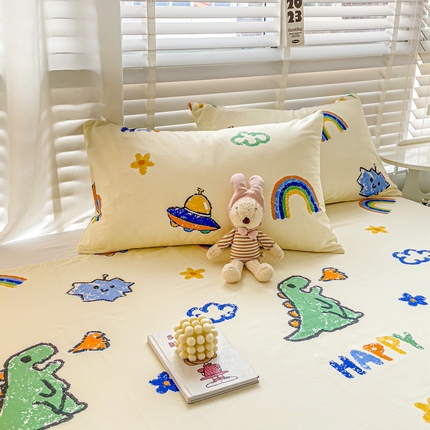 名兮家居 2023新款全棉简约印花枕套 恐龙游记