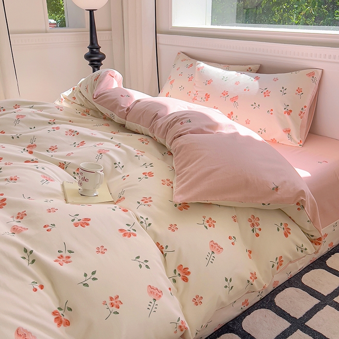 91家纺网 家纺一手货源 找家纺 田野 2023新款全棉加厚活性磨毛四件套 恬美