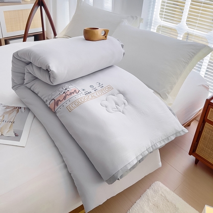 91家纺网 家纺一手货源 找家纺 鑫棉坊 2023新款新疆水洗棉纯色烫画棉花被被子被芯 晨雾灰