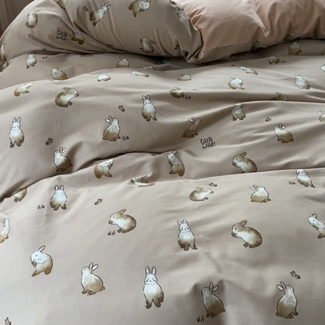 91家纺网 家纺一手货源 找家纺 田野 2023新款全棉加厚活性磨毛四件套 极兔世界