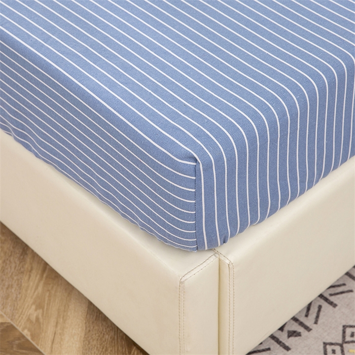 91家纺网 家纺一手货源 找家纺 棉乐町 2025新款老粗布床笠 条纹蓝