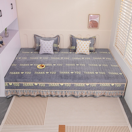 91家纺网 家纺一手货源 找家纺 （总）手艺人 2025新款牛奶绒炕盖榻榻米炕垫新款蕾丝边K279-K303