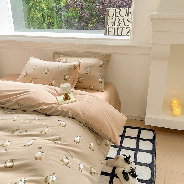 91家纺网 家纺一手货源 找家纺 田野 2023新款全棉加厚活性磨毛四件套 极兔世界