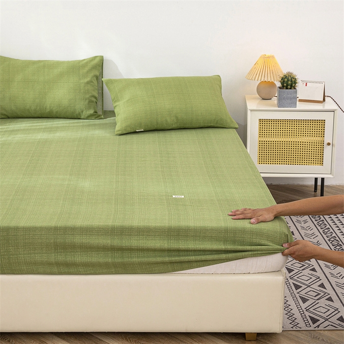 91家纺网 家纺一手货源 找家纺 棉乐町 2025新款老粗布床笠 嫩绿