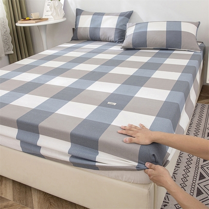 91家纺网 家纺一手货源 找家纺 棉乐町 2025新款老粗布床笠 蓝格