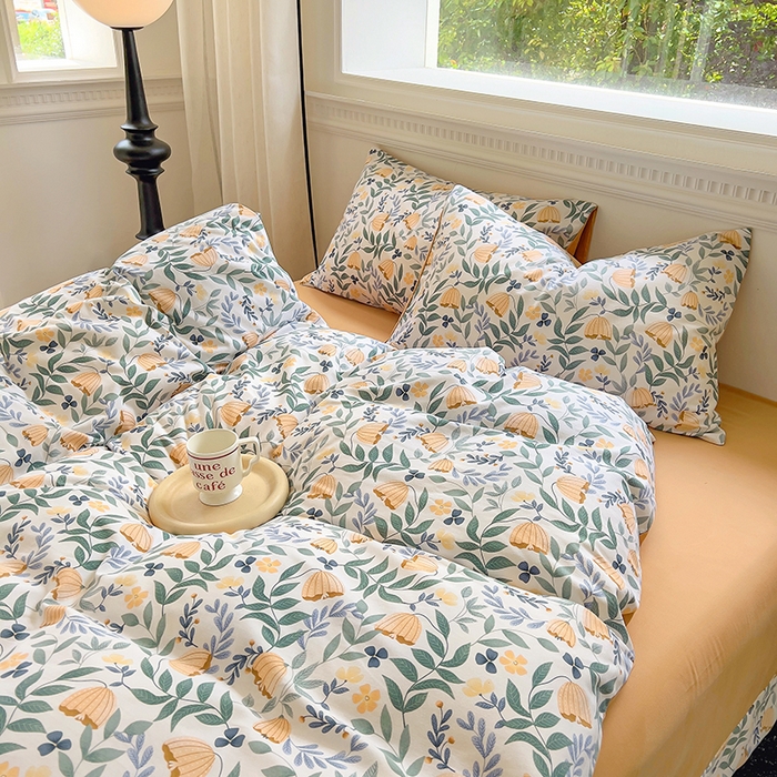 91家纺网 家纺一手货源 找家纺 田野 2023新款全棉加厚活性磨毛四件套 春意