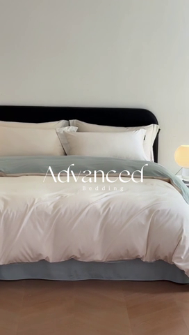 91家纺网 家纺一手货源 找家纺 618家纺2023新款A类50S100支长绒棉全棉双拼炫拼系列四件套 炫拼-白桃绿