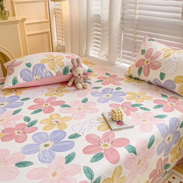 91家纺网 家纺一手货源 找家纺 名兮家居 2023新款全棉简约印花枕套 花甜粉