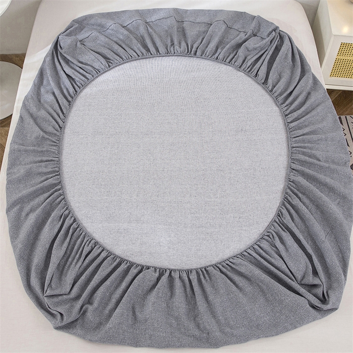 91家纺网 家纺一手货源 找家纺 棉乐町 2025新款老粗布床笠 浅灰