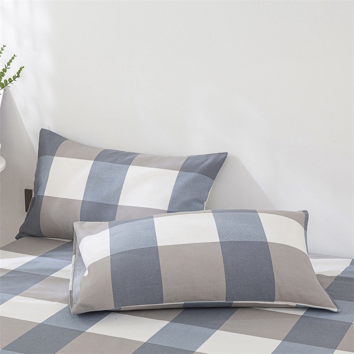 91家纺网 家纺一手货源 找家纺 棉乐町 2025新款老粗布床笠 蓝格