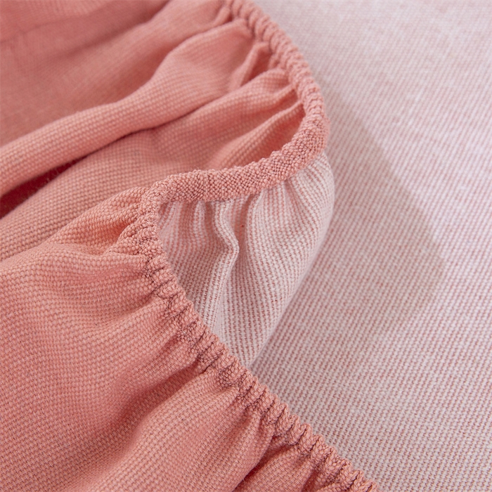 91家纺网 家纺一手货源 找家纺 首爱家纺 2025新款纯棉老粗布床笠 樱花粉