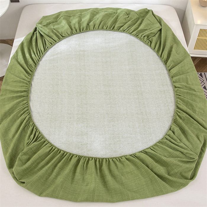 91家纺网 家纺一手货源 找家纺 棉乐町 2025新款老粗布床笠 嫩绿