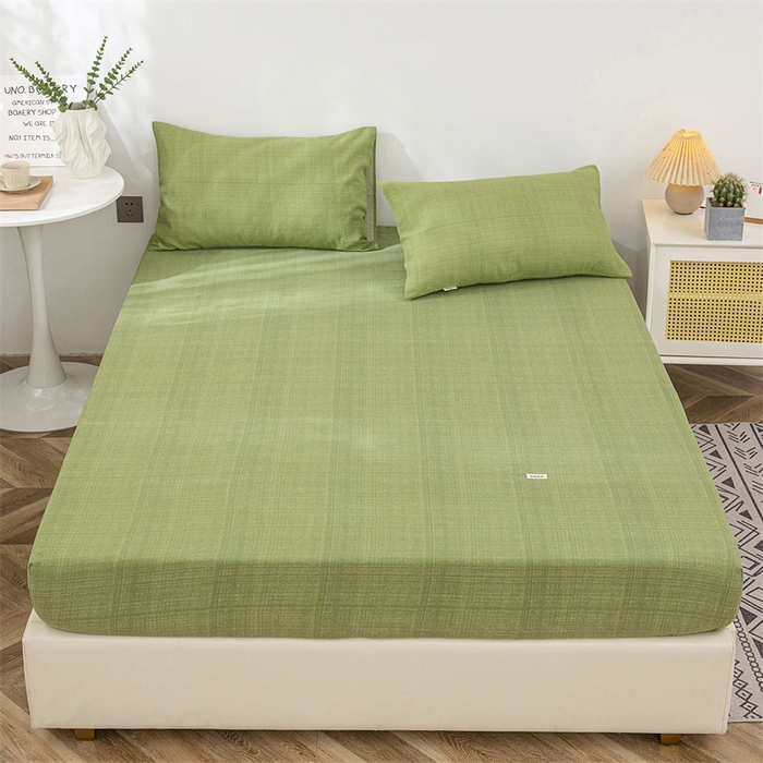 91家纺网 家纺一手货源 找家纺 棉乐町 2025新款老粗布床笠 嫩绿