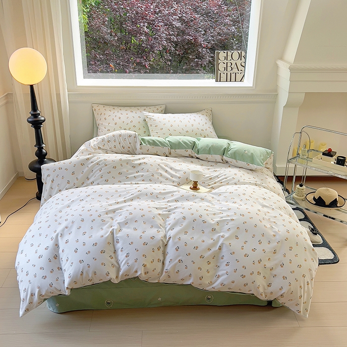 91家纺网 家纺一手货源 找家纺 田野 2023新款全棉加厚活性磨毛四件套 花蜜