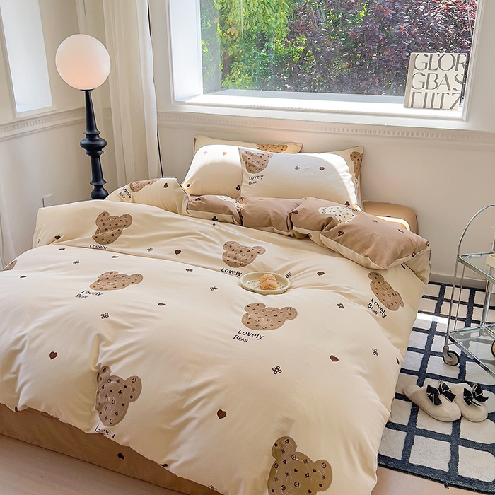 91家纺网 家纺一手货源 找家纺 田野 2023新款全棉加厚活性磨毛四件套 幸运日