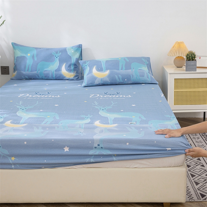 91家纺网 家纺一手货源 找家纺 棉乐町 2025新款老粗布床笠 梦幻小鹿