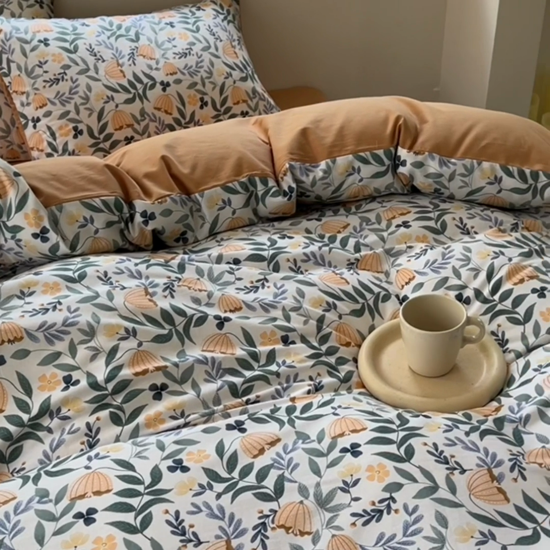 91家纺网 家纺一手货源 找家纺 田野 2023新款全棉加厚活性磨毛四件套 春意