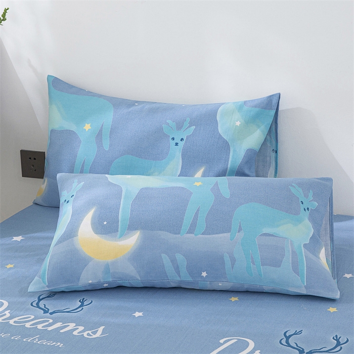 91家纺网 家纺一手货源 找家纺 棉乐町 2025新款老粗布床笠 梦幻小鹿