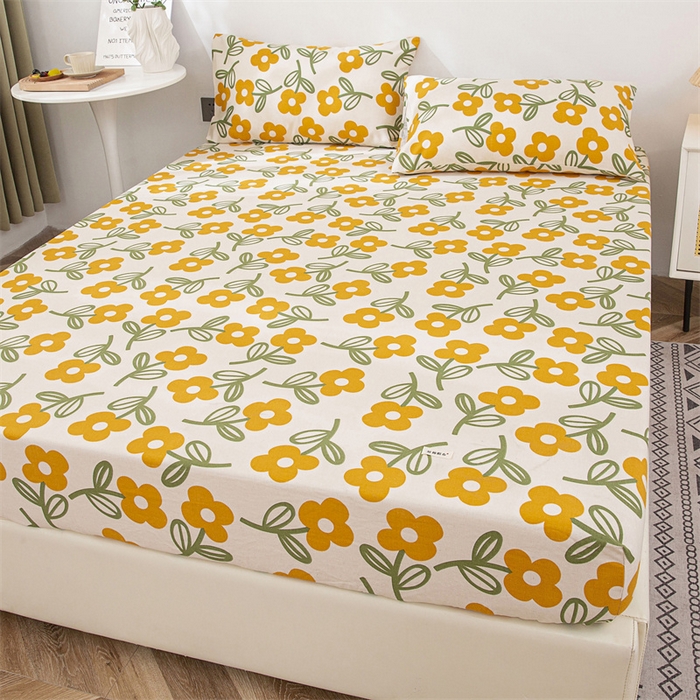 91家纺网 家纺一手货源 找家纺 首爱家纺 2025新款纯棉老粗布床笠 花颜