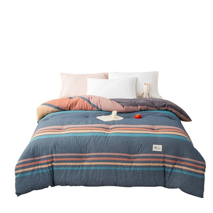 91家纺网 家纺一手货源 找家纺 鸣升 23新款无印风全棉花被色织水洗棉100%冬被子被芯 希尔威亚兰