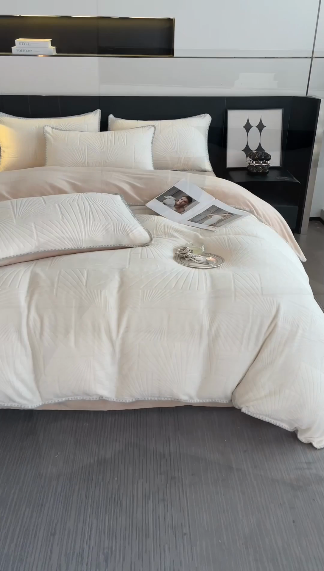 91家纺网 家纺一手货源 找家纺 （总）澳梵 2023新款雕花牛奶绒贝壳边工艺四件套