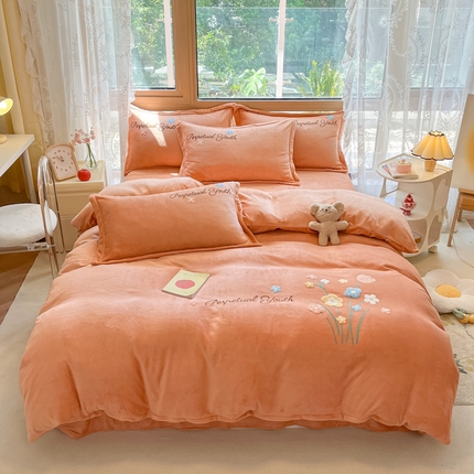 91家纺网 家纺一手货源 找家纺 （总）恋佳 2023新款加厚保暖牛奶绒毛巾绣四件套