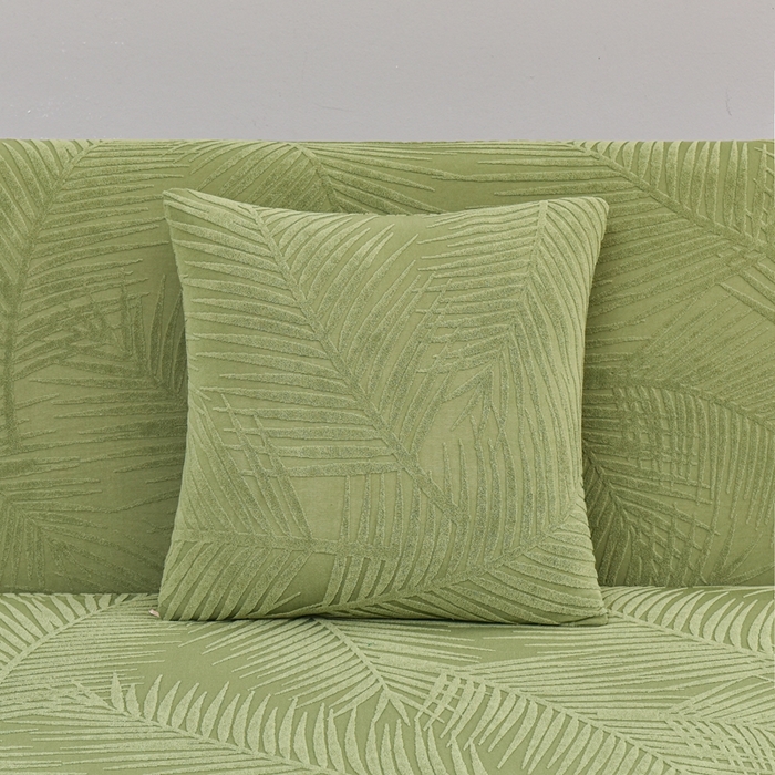 91家纺网 家纺一手货源 找家纺 逐日沙发套 2023新款防水提花沙发套直排-羽叶 提花防水-羽叶 绿色