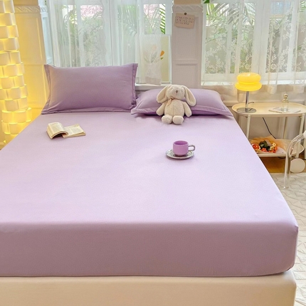 91家纺网 家纺一手货源 找家纺 （总）玖琳 2023新款超柔提花小竺棉双层纱单床笠床笠三件套