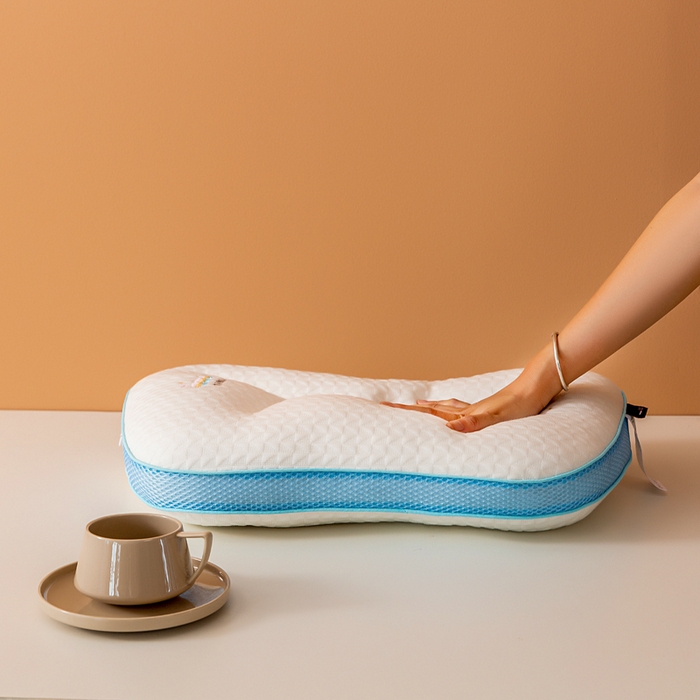 91家纺网 家纺一手货源 找家纺 拾光枕芯 2023新款天丝针织棉彩虹儿童枕男宝枕头枕芯 白蓝