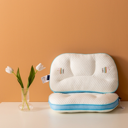 拾光枕芯 2023新款天丝针织棉彩虹儿童枕男宝枕头枕芯 白蓝