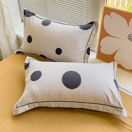 棉生活家纺 2023新款铂金全棉磨毛系列（AB版）单枕套 圆点米