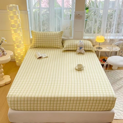 91家纺网 家纺一手货源 找家纺 （总）玖琳 2023新款超柔提花小竺棉双层纱单床笠床笠三件套