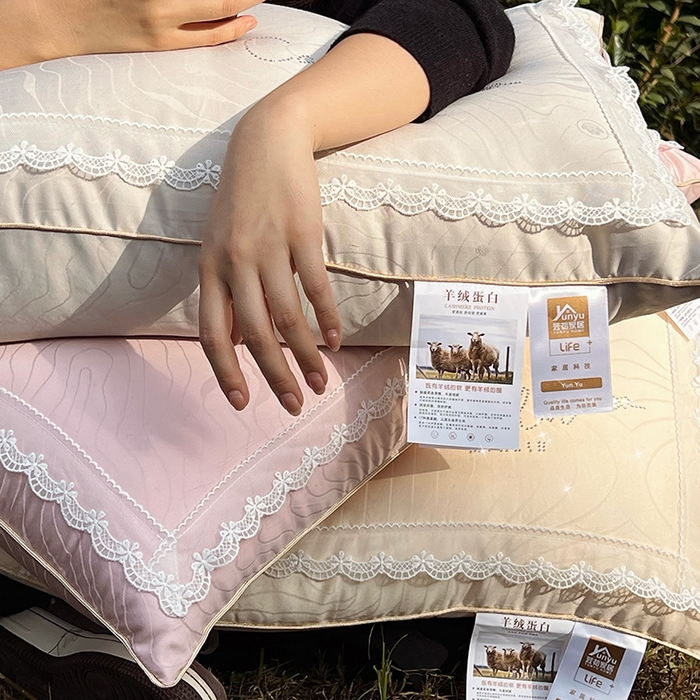 91家纺网 家纺一手货源 找家纺 （总）拾光枕芯 2023新款羊绒蛋白蕾丝枕