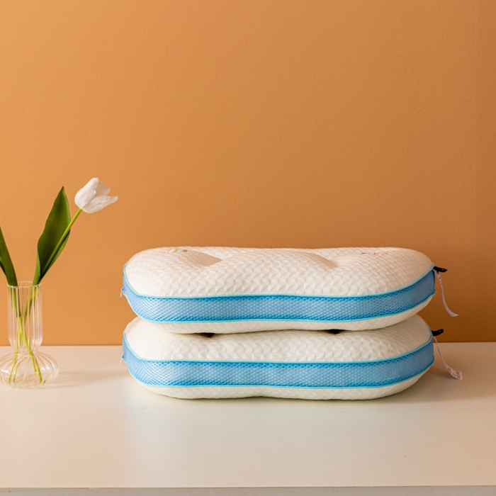 91家纺网 家纺一手货源 找家纺 拾光枕芯 2023新款天丝针织棉彩虹儿童枕男宝枕头枕芯 白蓝