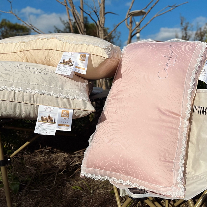 91家纺网 家纺一手货源 找家纺 （总）拾光枕芯 2023新款羊绒蛋白蕾丝枕