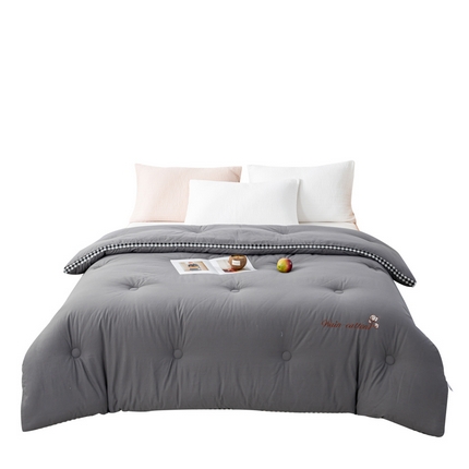 91家纺网 家纺一手货源 找家纺 鸣升 23新款棋盘格全棉花被色织水洗棉100%冬被被子 棋盘格-暗灰